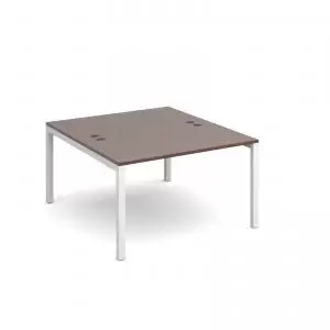 image of Connex back to back desks 1200mm x 1600mm - white frame and walnut top