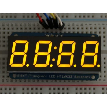 image of 879 0.56' 4-Digit 7-Segment Display with I2C Backpack Yellow - Adafruit