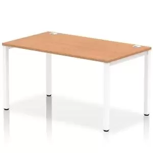 Image of Impulse Bench Single Row 1400 White Frame Office Bench Desk Oak