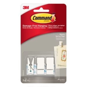 image of Command Quartz Plastic Spring clip Pack of 3