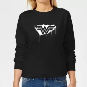 Image of Justice League Graffiti Wonder Woman Womens Sweatshirt - Black - L