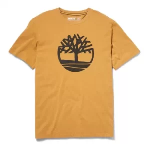 Image of Timberland Kennebec River Tree Logo T-Shirt For Men In Yellow, Size M