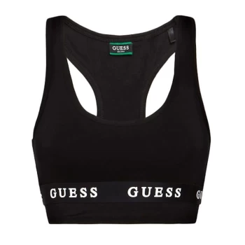 Image of Guess Guess Core Stripe Logo Bra - Black