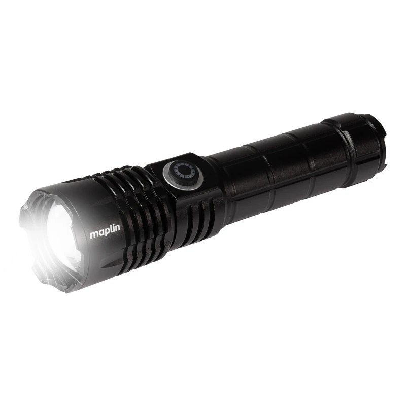 Image of Maplin LED Torch Lithium Rechargeable Battery USB-C Port 4 Lighting Mo