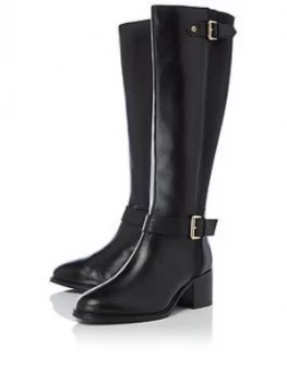 image of Dune London Tildas Knee High Heeled Riding Boot - Black, Size 3, Women