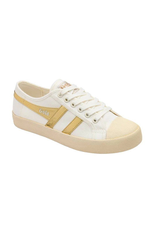 Image of Gola Classics Womens 'Coaster' Canvas Lace-Up Trainers in White Size: 4 White Female 4
