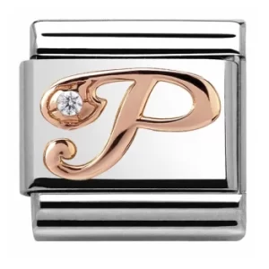 Image of Nomination CLASSIC Rose Gold Letter P Charm 430310/16
