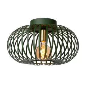 image of Manuela Vintage Flush Ceiling Light - Ø39.5cm- 1xE27 - Green