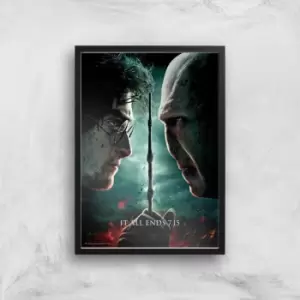 image of Harry Potter and the Deathly Hallows Part 2 Giclee Art Print - A3 - Black Frame