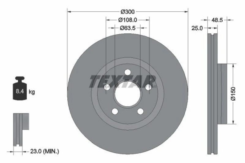 Image of Brake disc TEXTAR 92326003