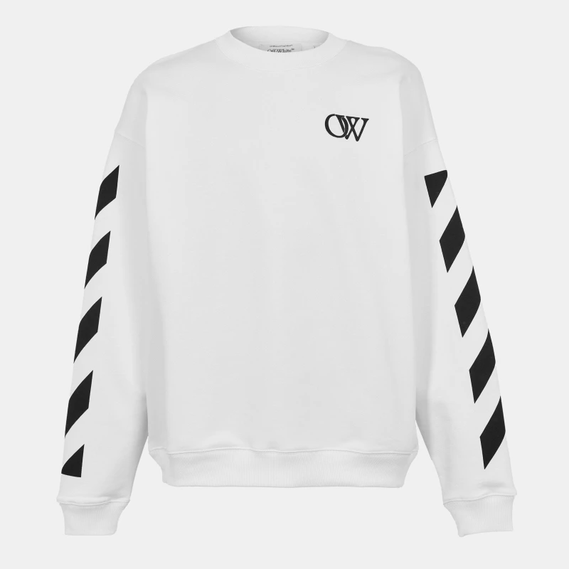 Image of Off White Mens Skate Crew Sweatshirt Crew Sweaters XS White 52261101310
