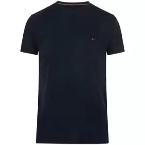 Image of Tommy Hilfiger Stretch Slim Cotton T-Shirt In Navy - Size L