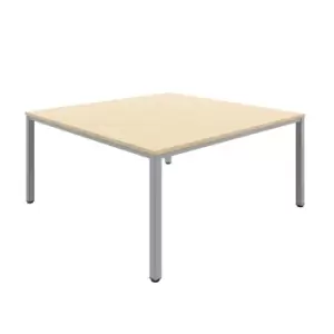 Image of Fraction Infinity Square Maple Meeting Table With Silver Legs - 160 X 160