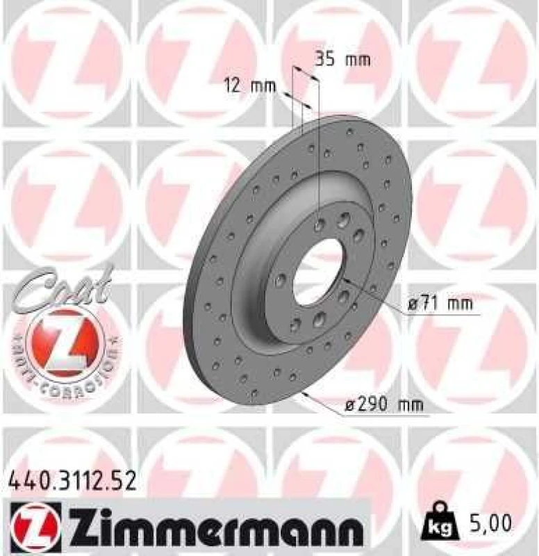 Image of ZIMMERMANN Brake disc ZIMMERMANN 440.3112.52