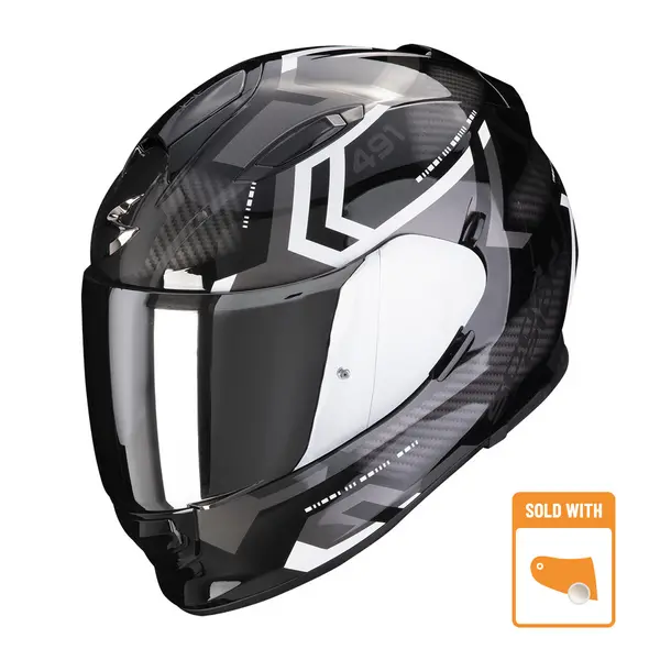 image of Scorpion Exo-491 Spin Black-White Full Face Helmet Size XL