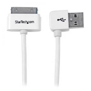 image of StarTech.com 1m (3 ft) Apple 30-pin Dock Connector to Left Angle USB Cable - Stepped Connector