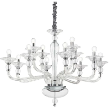 image of Ideal Lux Lighting - Ideal Lux Danieli - 12 Light Pendant Light Trasparent, E14