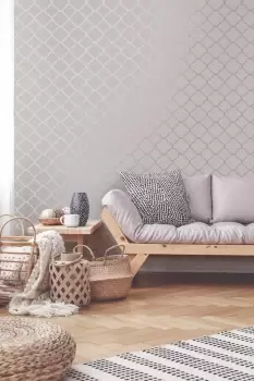 Image of Superfresco Silk Sparkle Trellis Neutral Wallpaper