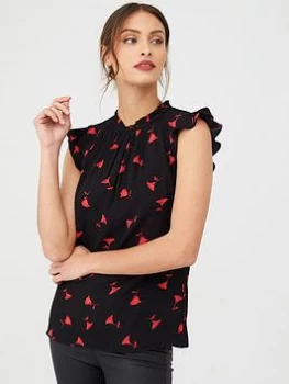 Image of Oasis Rose Bud Shell Top - Multi Black, Multi Black, Size 8, Women