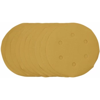 Image of Gold Sanding Discs with Hook & Loop, 150mm, 400 Grit (Pack of 10) [64282] - Draper