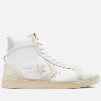 image of Converse Mens Pro Leather Hi-Top Trainers - White/Egret/White - UK 8