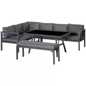 image of Outsunny 8 Seater Aluminium Garden Dining Sofa Furniture Set With Cushions