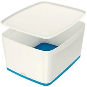 image of Leitz MyBox WOW Storage Box 18 L White, Blue Plastic 31.8 x 38.5 x 19.8 cm