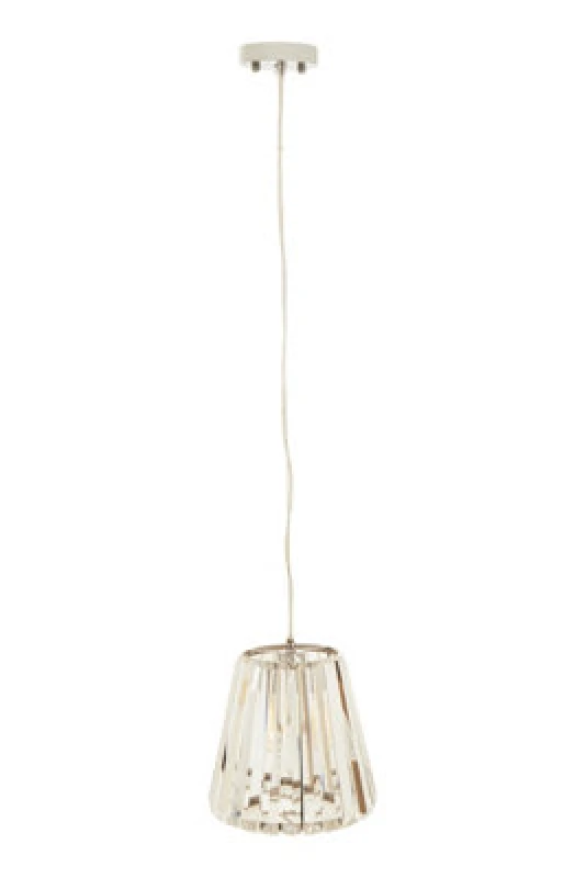 Image of Orsina Cone Pendant Light With Geometric Glass Shade, Chrome Frame Crystal Ceiling Light, 1 Bulb Boutique Light