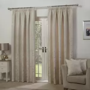 Image of Emma Barclay Duchess Paisley Jacquard Lined Pencil Pleat Curtains, Cream, 46 x 54 Inch