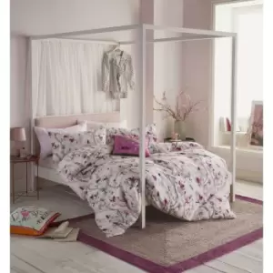 image of Story Tree Duvet Cover Set 100% Cotton Pink Bedding King - Pink - Cath Kidston