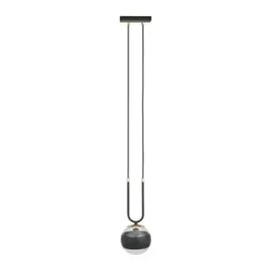 Image of Glam Black Globe Pendant Ceiling Light with Clear,Black Glass Shades, 1x E14