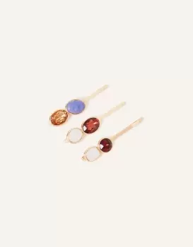 image of Accessorize Womens Mixed Gem Hair Slides Set of Three