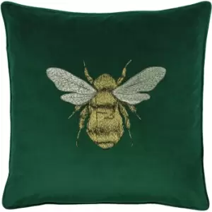 image of Paoletti Hortus Bee Cushion Cover (50cm x 50cm) (Emerald Green)