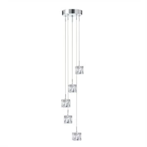 Image of LED 5 Light Spiral Cluster Pendant Chrome Glass