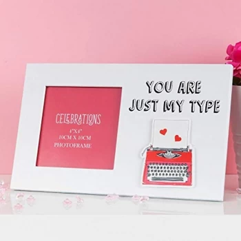 image of 4" x 4" - True Valentine Photo Frame - You Are Just My Type