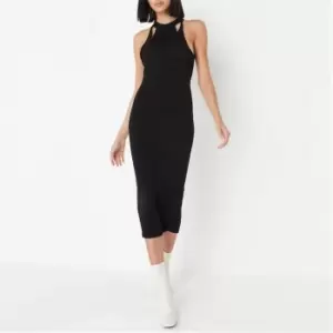 Missguided Open Back Knit Midi Dress - Black