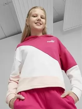 image of Puma Girls Power Colorblock Hoodie - Pink, Size 13-14 Years, Women