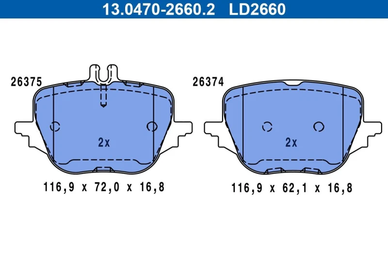 Image of ATE 13.0470-2660.2 Brake pad set Ceramic excl. wear warning contact Brake Pad Set,disc brake (402)
