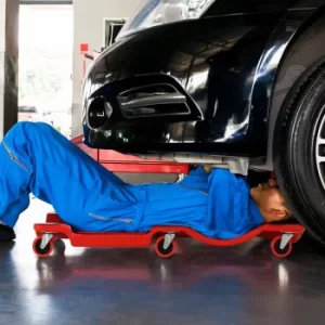 Image of DURHAND Mechanic Vehicle Creeper w/ Wheels Under Car Repair Portable Headrest Tray Red