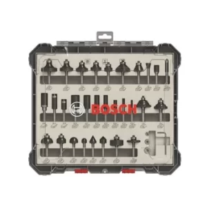 image of Bosch "Mixed 1/4in Shank Router Bit Set, 30 Piece"