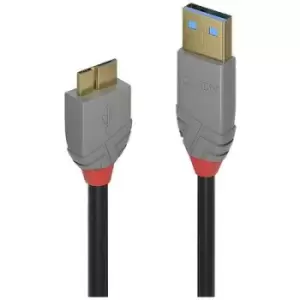 Image of LINDY USB cable USB 3.2 1st Gen (USB 3.0 / USB 3.1 1st Gen) USB-A plug, USB Micro-B plug 0.5 m Black 36765