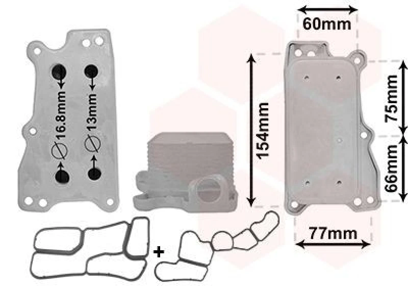 Image of VAN WEZEL Engine oil cooler VAN WEZEL 30003687