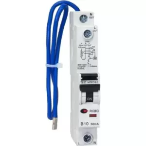 Image of Lewden 10A 1 Module Single Pole A Class Type B RCBO 6Ka 30mA - RCBO-10-30-SPA
