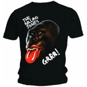 Image of Rolling Stones Grrr Black Gorilla Mens Black T Shirt: Small