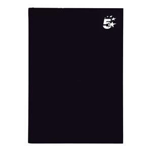 image of 5 Star A4 Notebook Casebound Hard Cover Ruled Black Pack of 5