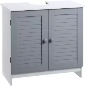 image of kleankin Under Sink Storage Cabinet Bathroom Vanity Unit W/Two Doors Adjustable