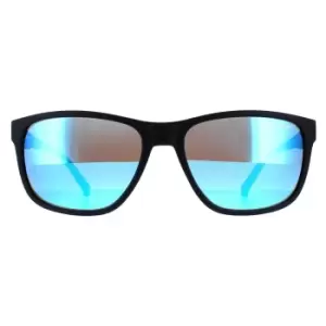 Rectangle Matte Dark Blue Green Mirror Light Blue Sunglasses