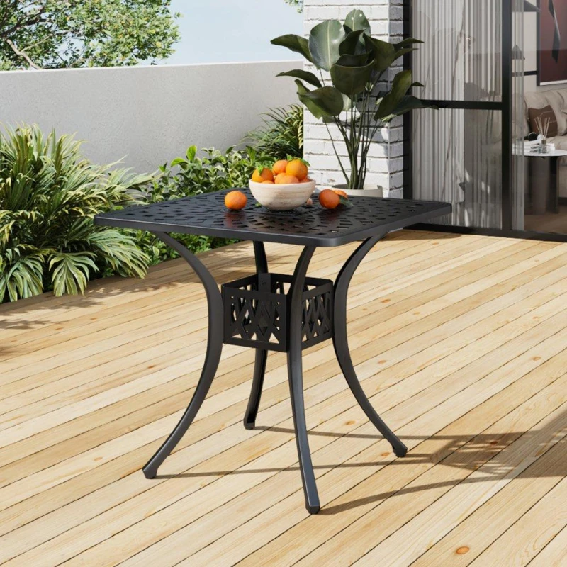 Image of Breeins 2.6ft Cast Aluminium Square Garden Table, Black unisex Large