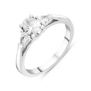 image of Platinum 0.72ct Diamond Oval and Pear Cut Three Stone Ring