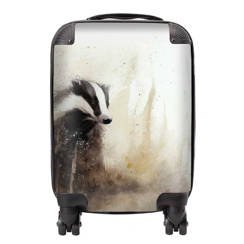 Image of Warren Reed - Designer Badger Watercolour Suitcase in Brown Size: Large Brown Unisex Large
